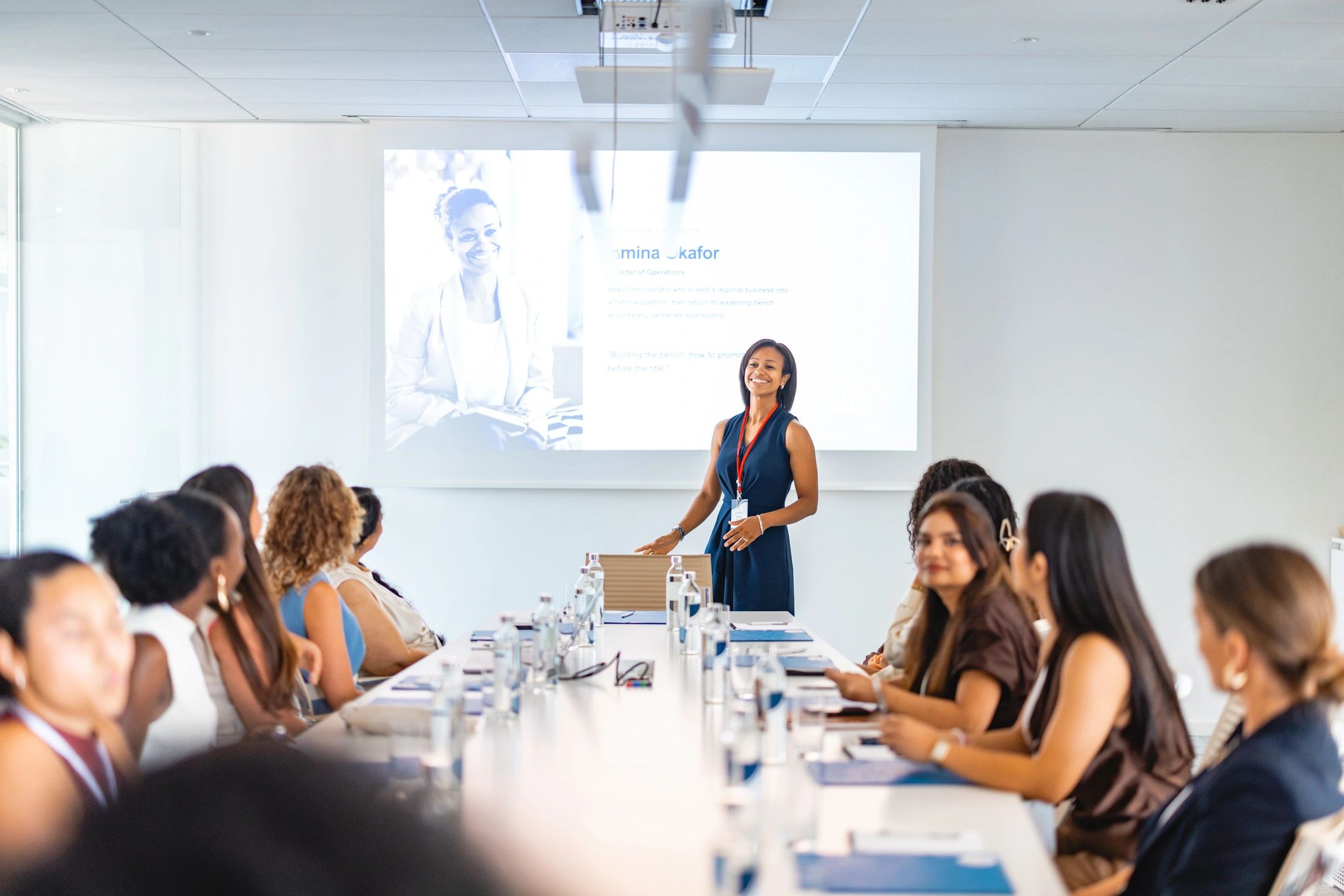 Business team meeting in a bright conference room